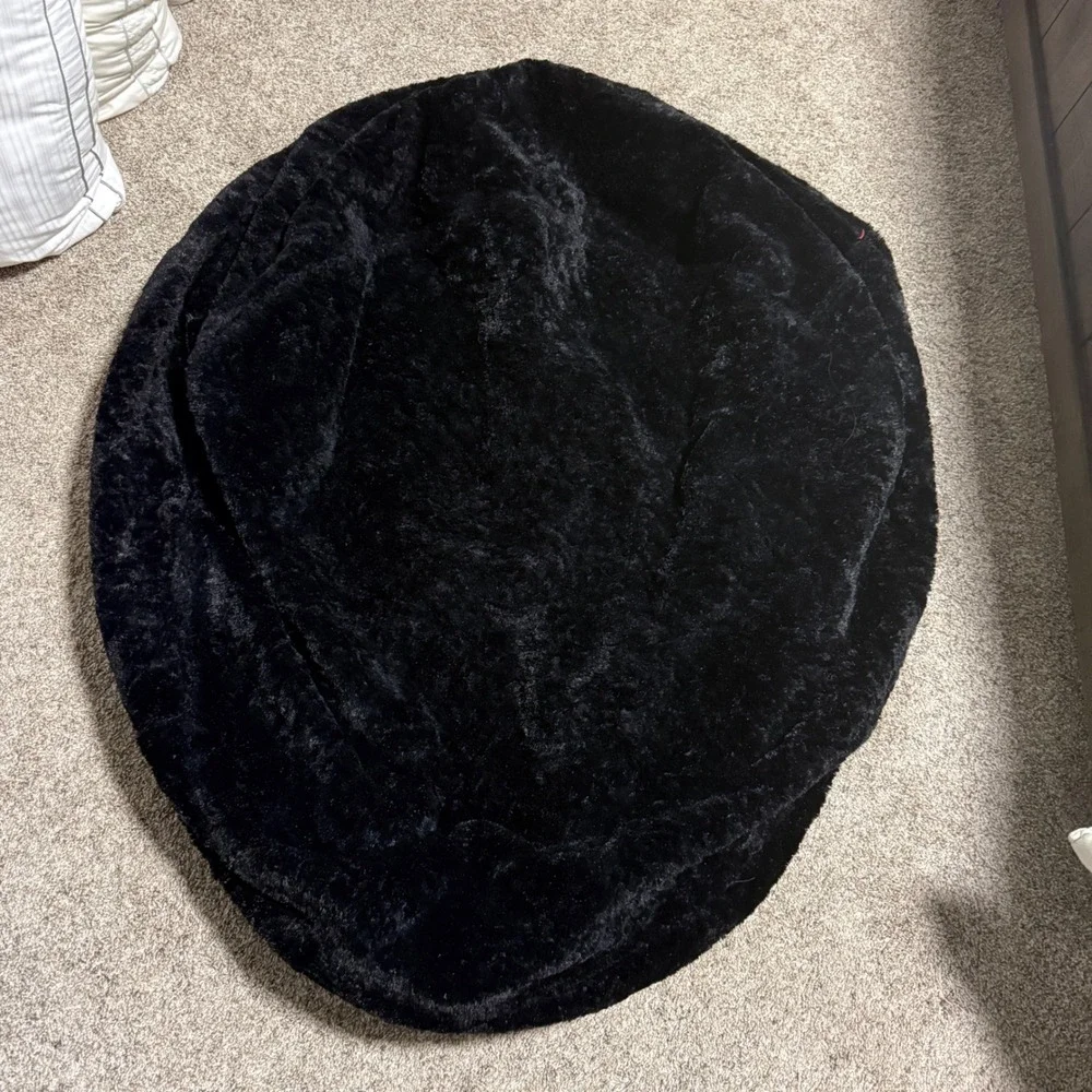 Cordaroy's Full Size Faux Fur Bean Bag Chair Cover Black Plush Soft Replacement
